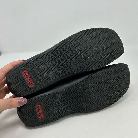 Rieker Multicolor Gray and Black Leather Loafers Slip On Casual Shoes Size 40 - Picture 9 of 14